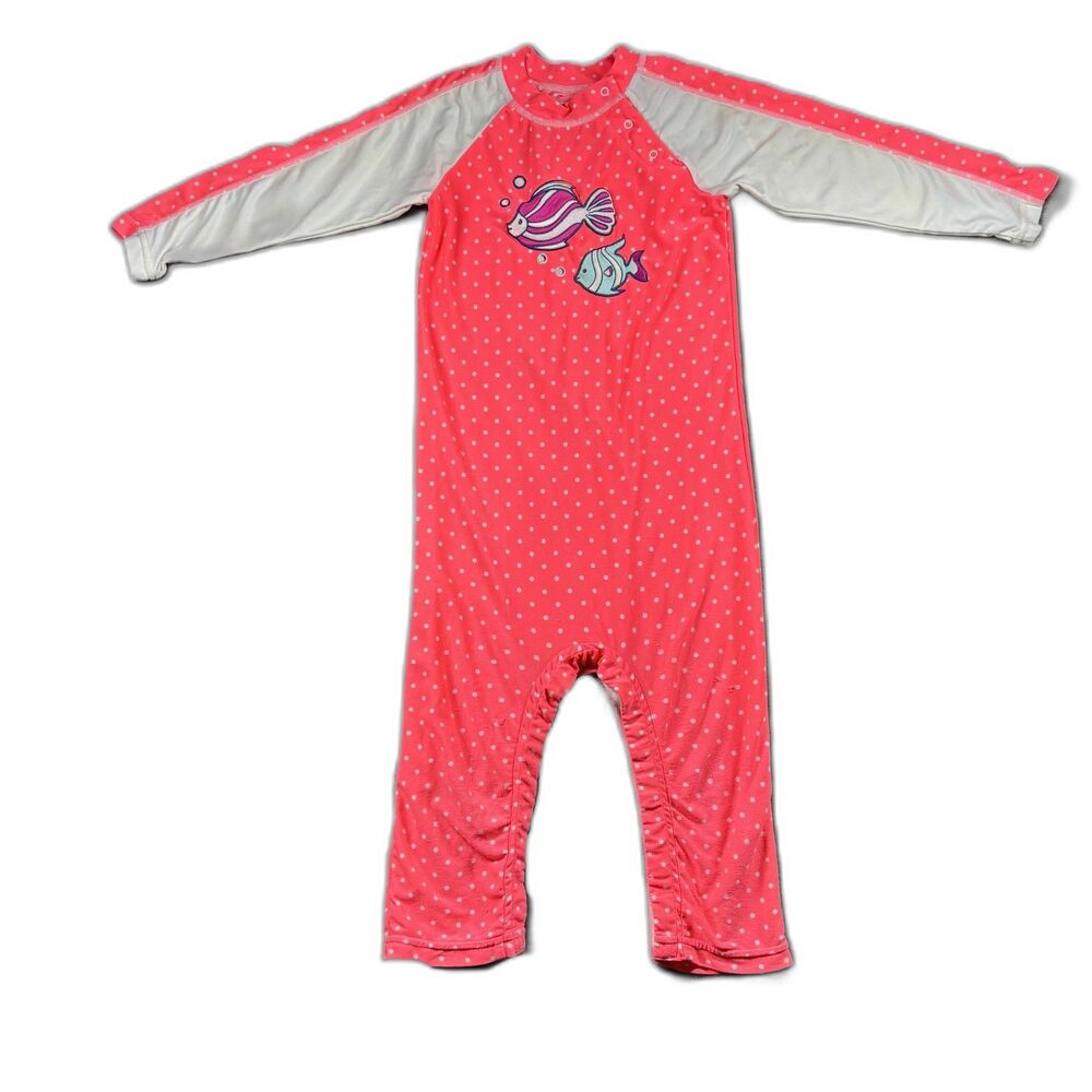 Coolibar Baby Beach One Piece Swimsuit UPF 50+ Polka Dot Fish 18-24 Months P298